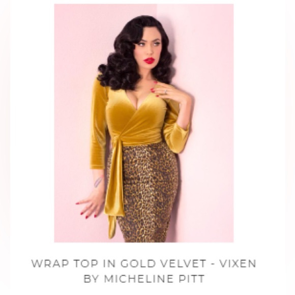 Vixen by Micheline Pitt Tops - EUC S Gold Wrap Top - Vixen by Micheline Pitt